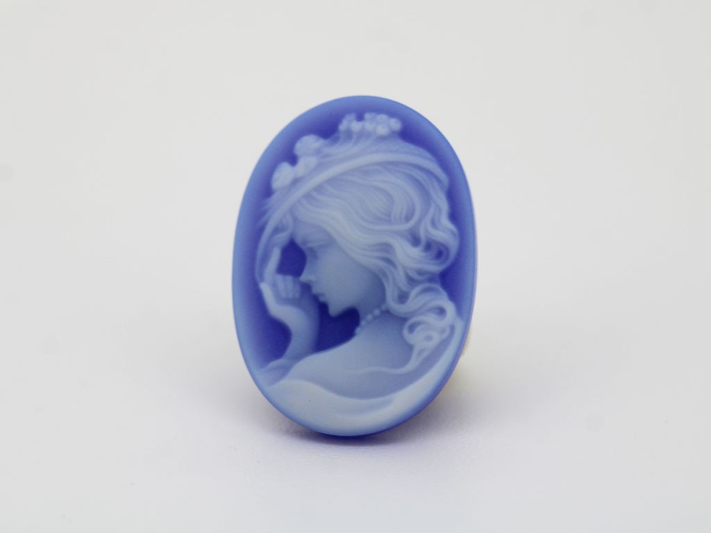 Camée agate bleu 25x18.14mm